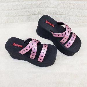 Demonia Black and Pink Platform Sandals
